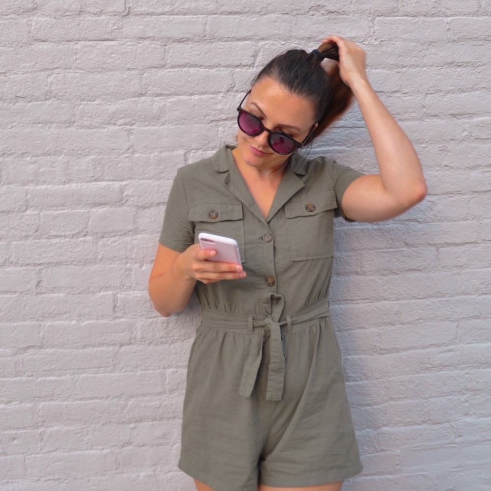 Army green romper